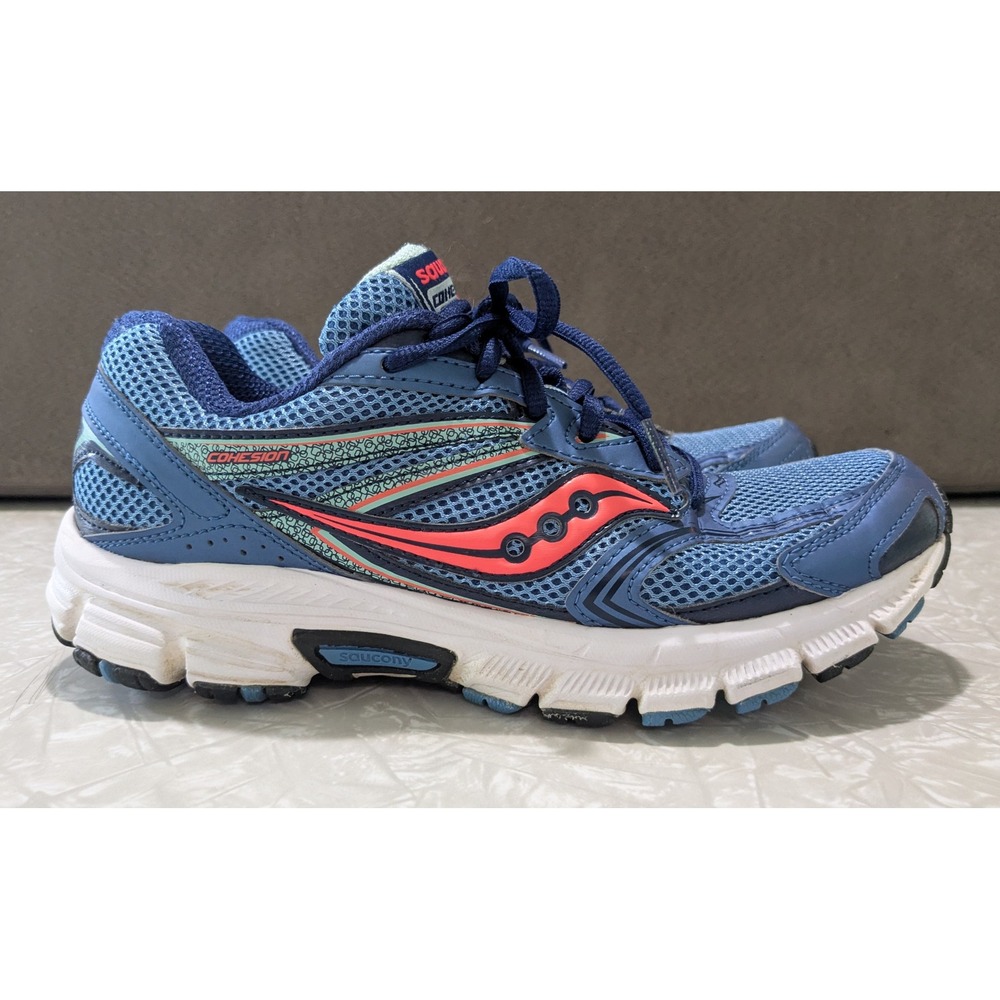 Saucony Womens Size 8 "Cohesion 9" Running Shoes Blue/Neon Pink Sneakers